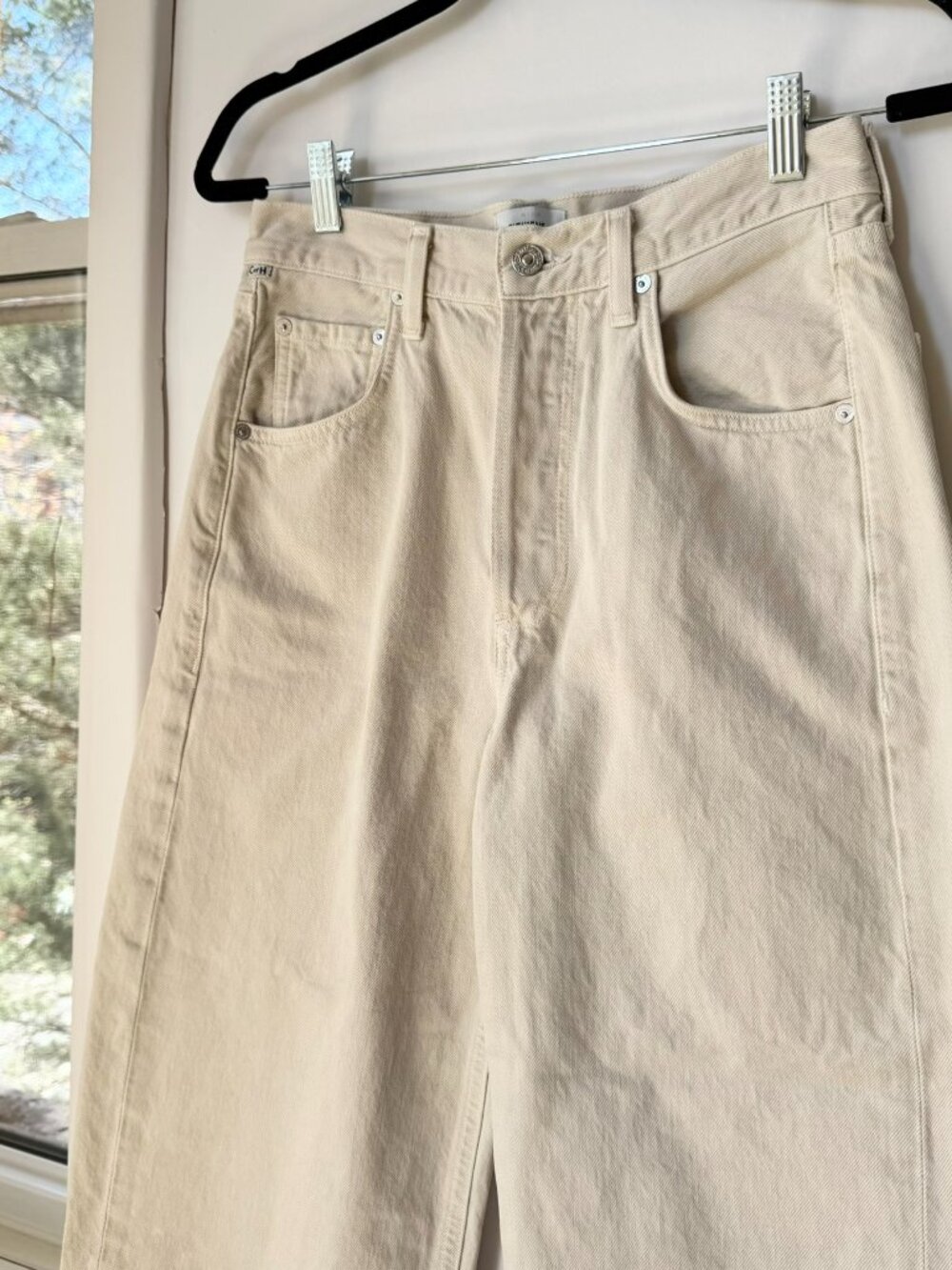 Citizens of Humanity Ayla Baggy Wide Leg Jeans Cream Almondette 25 - Picture 12 of 16